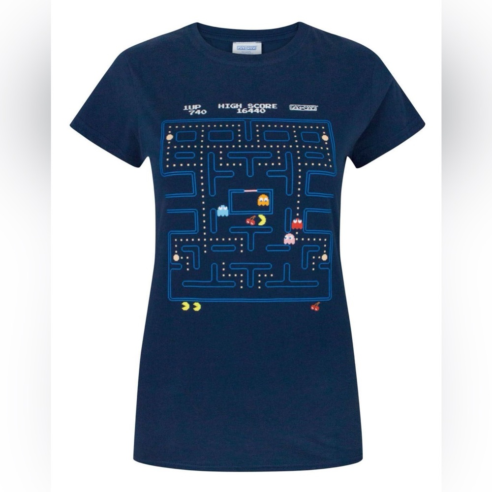 Pac-Man Classic Action Scene Womens T-Shirt